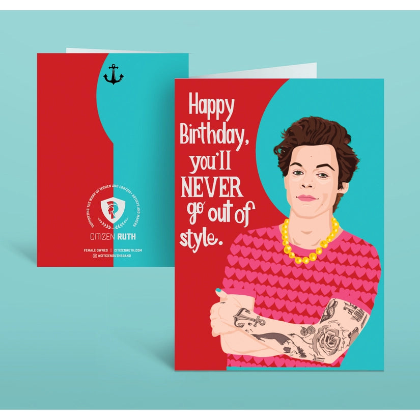 Biglietto Di Natale Harry Styles – Con Scritta "Have A Merry Christmas And A Harry New Year" – Interno Vuoto Con Busta - 3