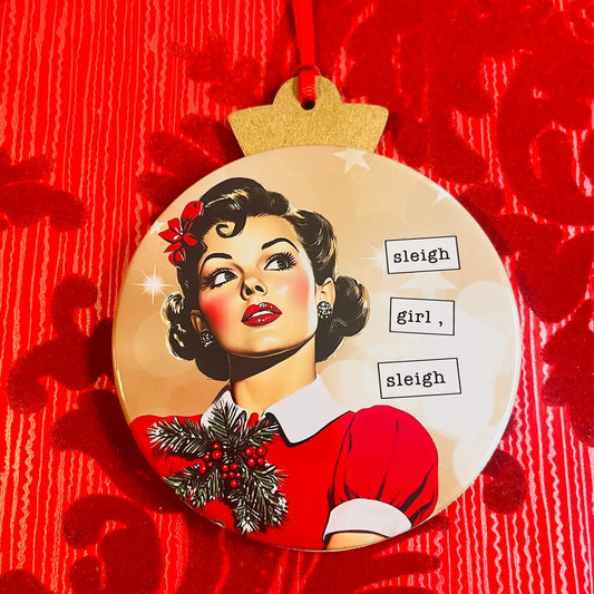 Sleigh Girl, Sleigh Christmas Ornament