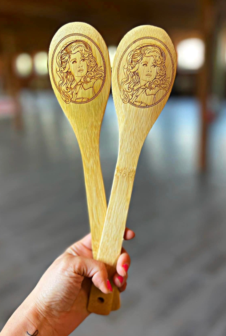 Dolly Parton Custom Wooden Spoon – Sage Vibe - Main Image