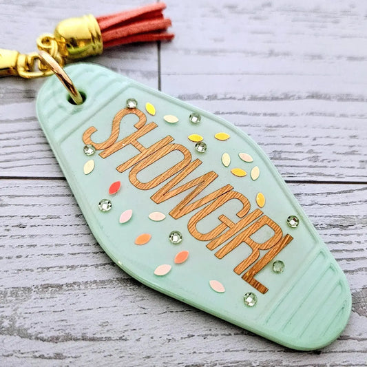 Taylor Inspired Rhinestone Showgirl Glitter Resin Keychain