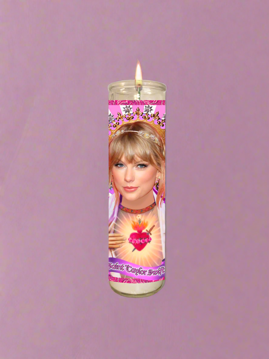 Taylor Swift "Pink" Parody Illustration Saint Candle