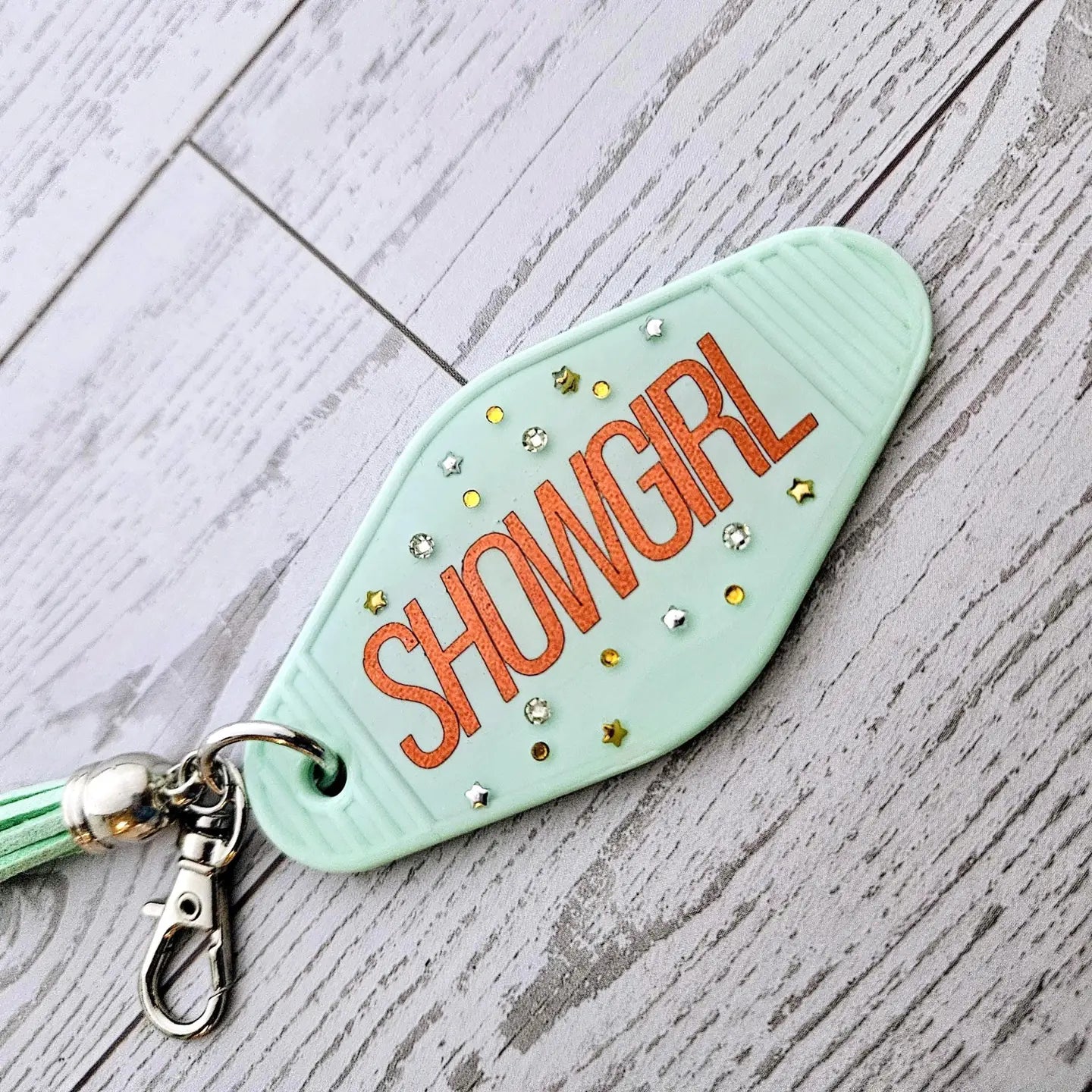 Taylor Inspired Rhinestone Showgirl Glitter Resin Keychain