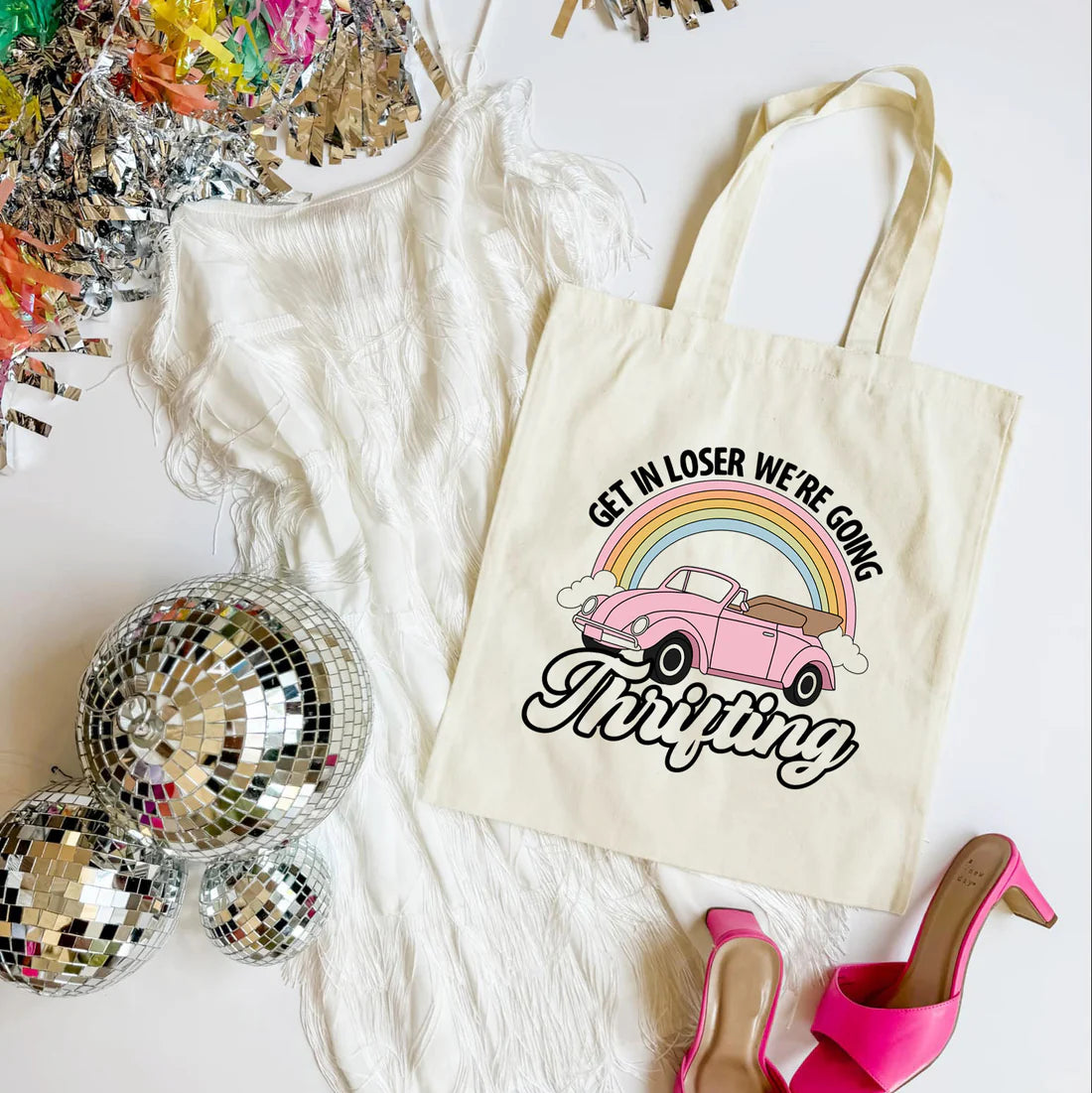 Get in Loser We're Going Thrifting Tote Bag