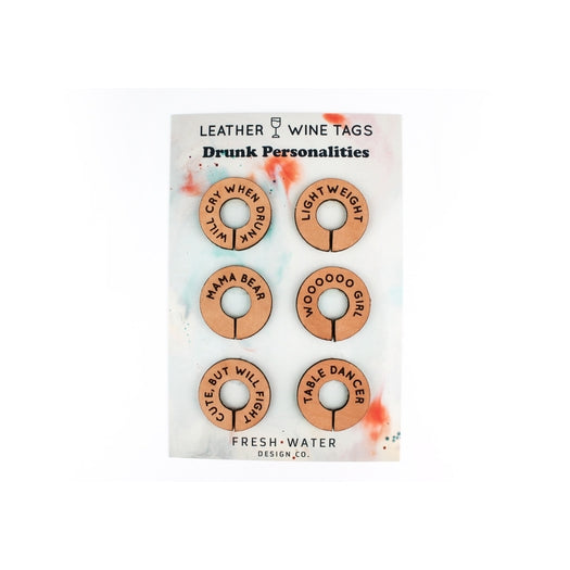 Drunk Personalities Custom Leather Drink Tags