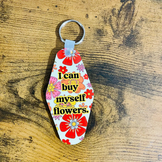 Miley "I Can Buy Myself Flowers" Motel Style Keychain