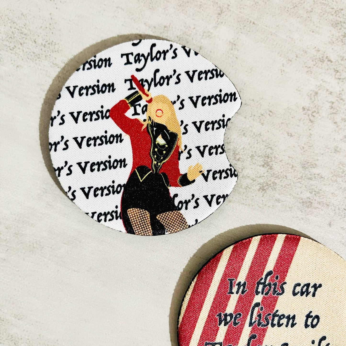 Taylor Red "Rock" Album Inspired Design Car Coasters