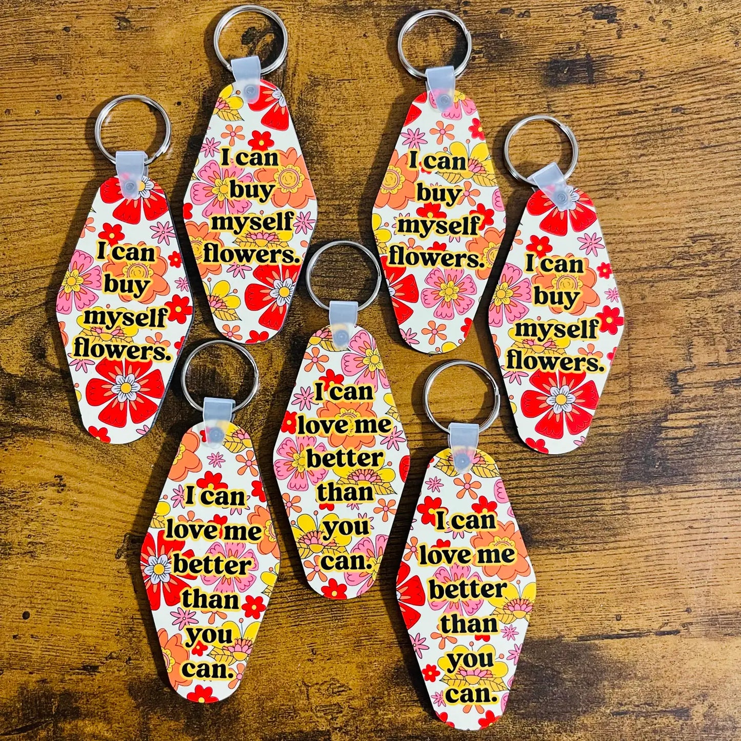 Miley "I Can Buy Myself Flowers" Motel Style Keychain