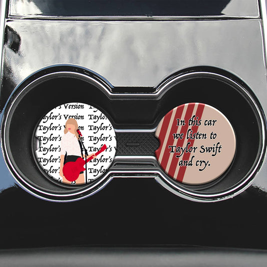 Taylor Swift Car Coasters Red Electric Guitar