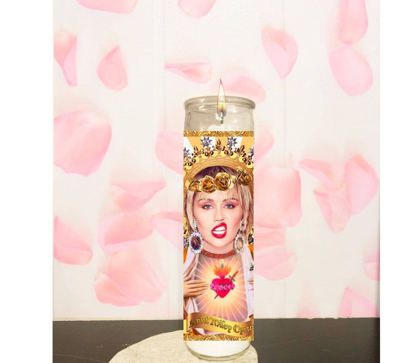 Miley Cyrus Celebrity Saint Candle Gag Gift Votive Decor