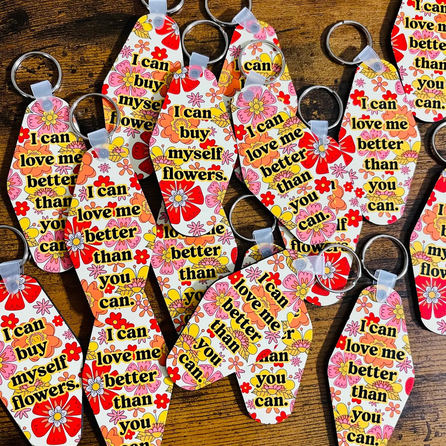 Miley "I Can Buy Myself Flowers" Motel Style Keychain