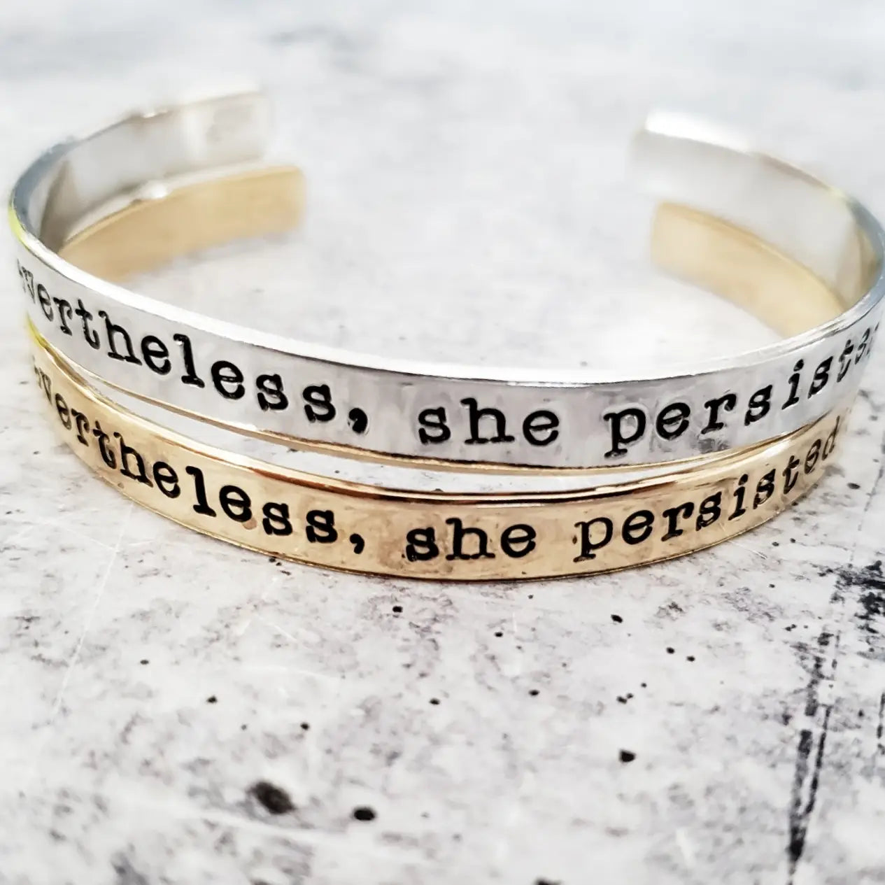 Never The Less, She Persisted Adjustable Stacking Cuff Bracelet