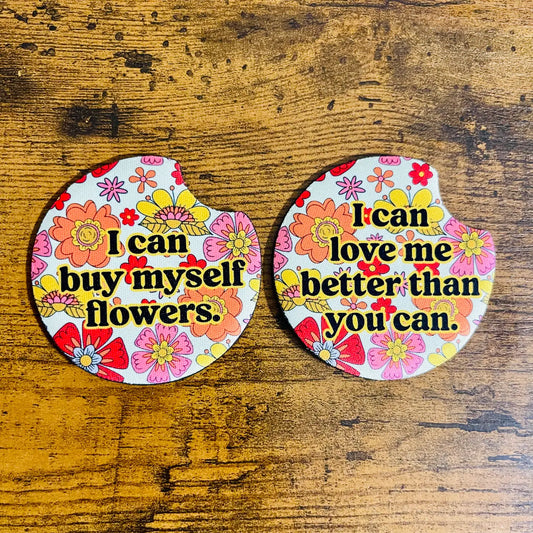 Miley "I Can Buy Myself Flowers" 2 Car Coasters