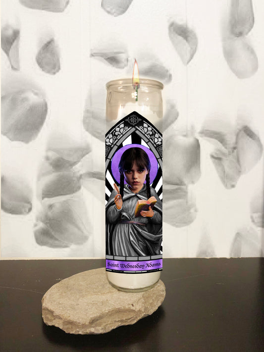Saint Wednesday Addams Parody Illustration Saint Candle