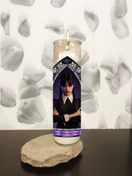 Wednesday Addams Parody Illustration Saint Candle