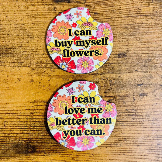 Miley "I Can Buy Myself Flowers" 2 Car Coasters