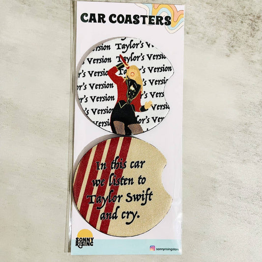 Taylor Red "Rock" Album Inspired Design Car Coasters