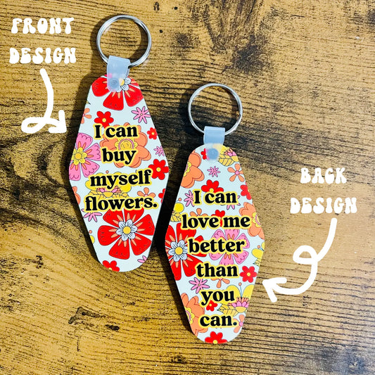 Miley "I Can Buy Myself Flowers" Motel Style Keychain