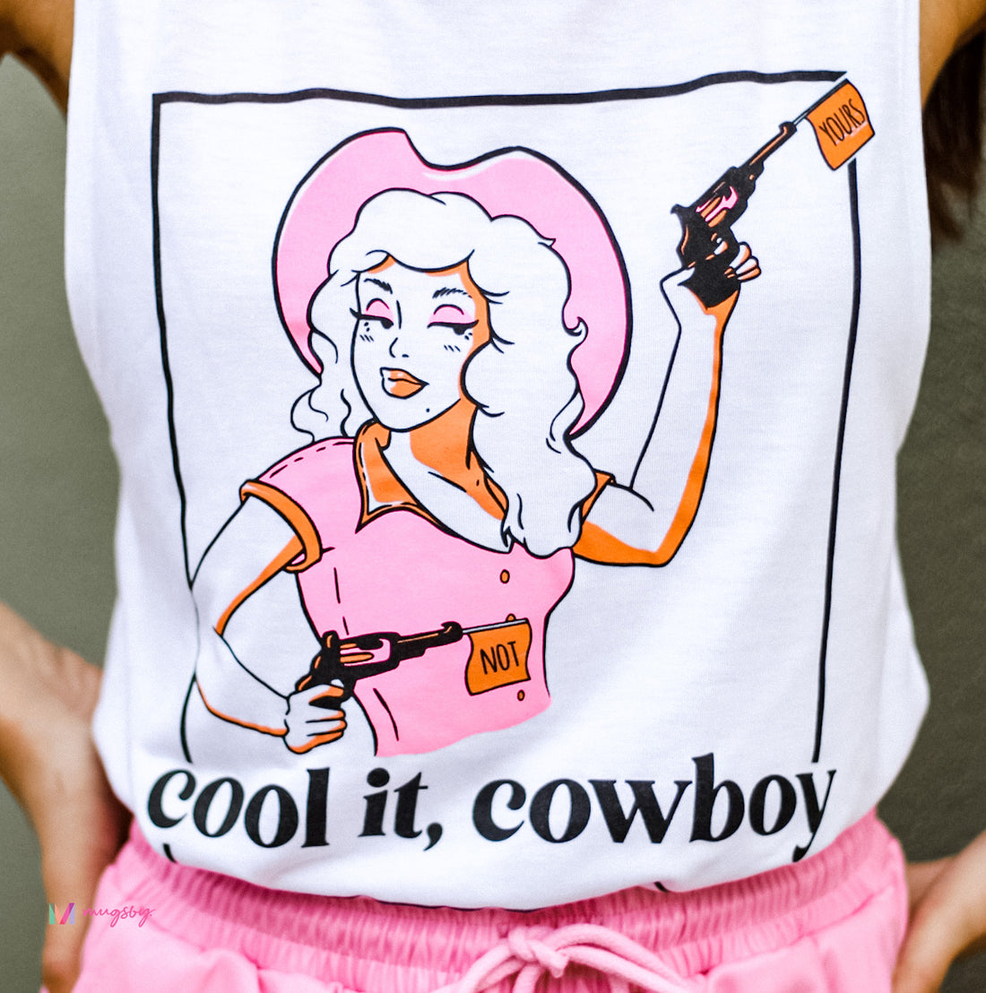 Cool It Cowboy WHITE Flowy Muscle Tank