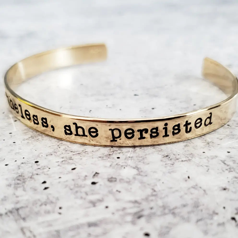 Never The Less, She Persisted Adjustable Stacking Cuff Bracelet
