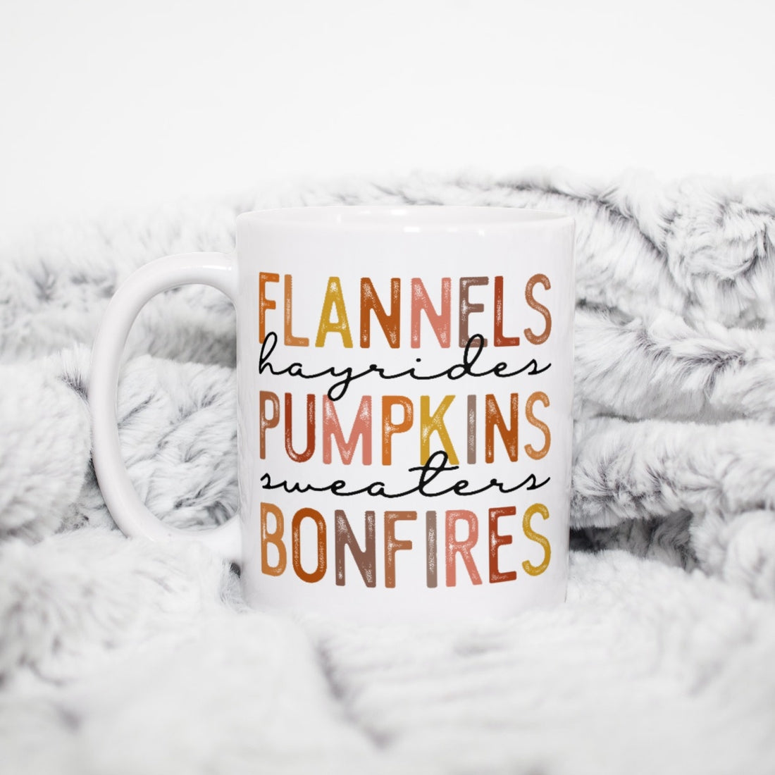 Hayrides Flannels Bonfires Mug