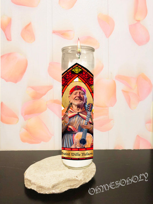 Willie Nelson Parody Illustration Saint Candle