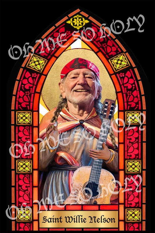 Willie Nelson Parody Illustration Saint Candle