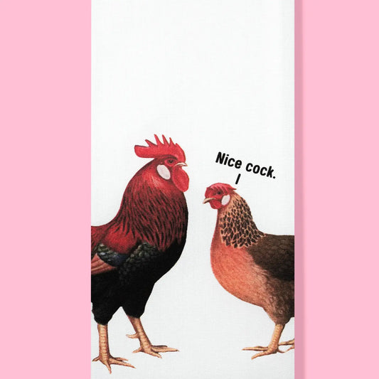 Nice Cock - Chicken and Rooster Dishtowel