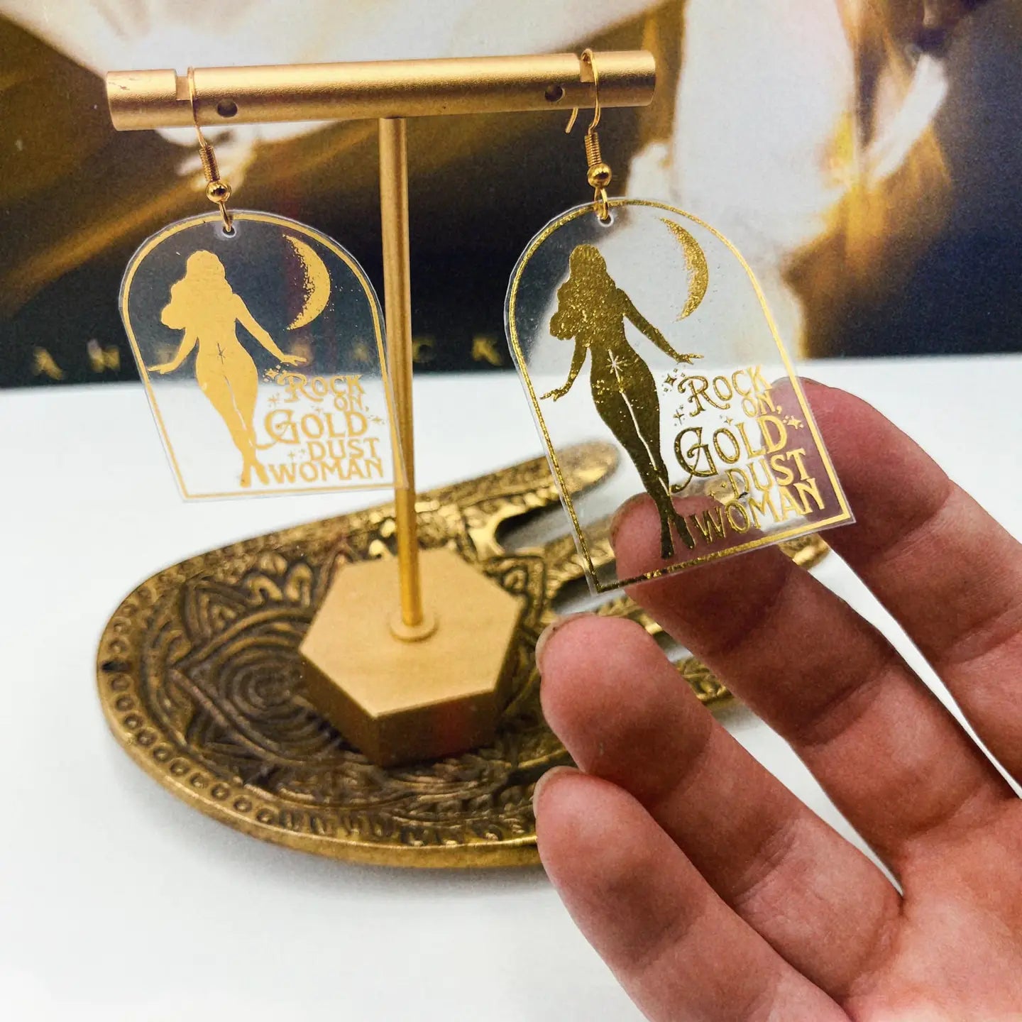 Stevie Nicks Gold Dust Woman Earrings