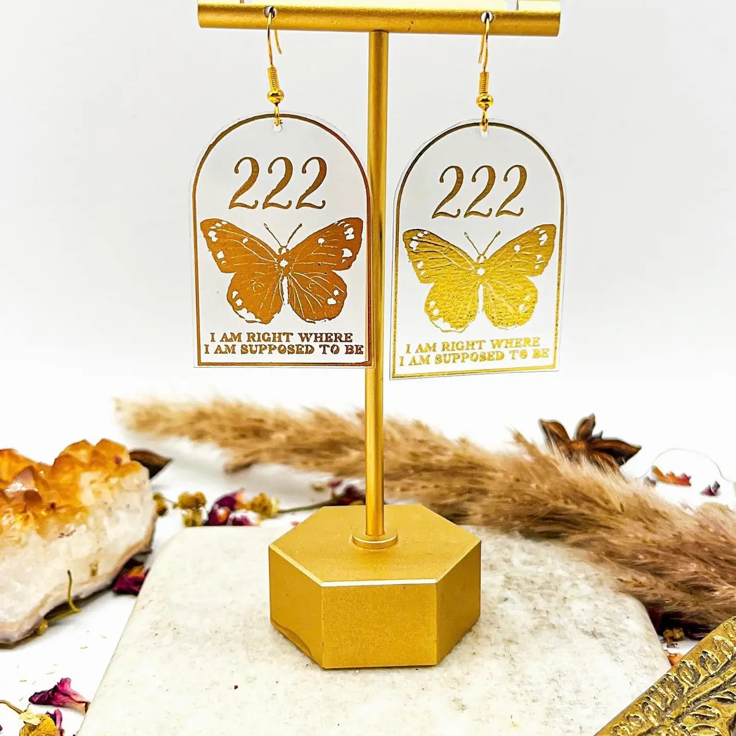 222 Angel Number Affirmation Earrings