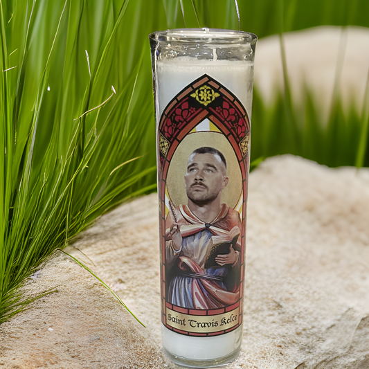 Travis Kelce Parody Illustration Saint Candle