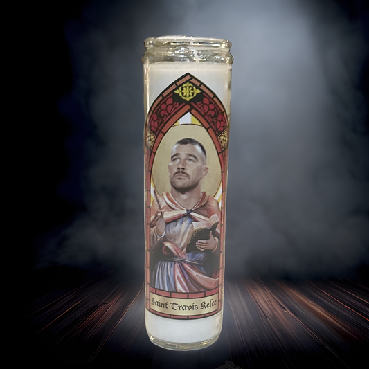 Travis Kelce Parody Illustration Saint Candle