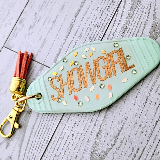 Taylor Inspired Rhinestone Showgirl Glitter Resin Keychain