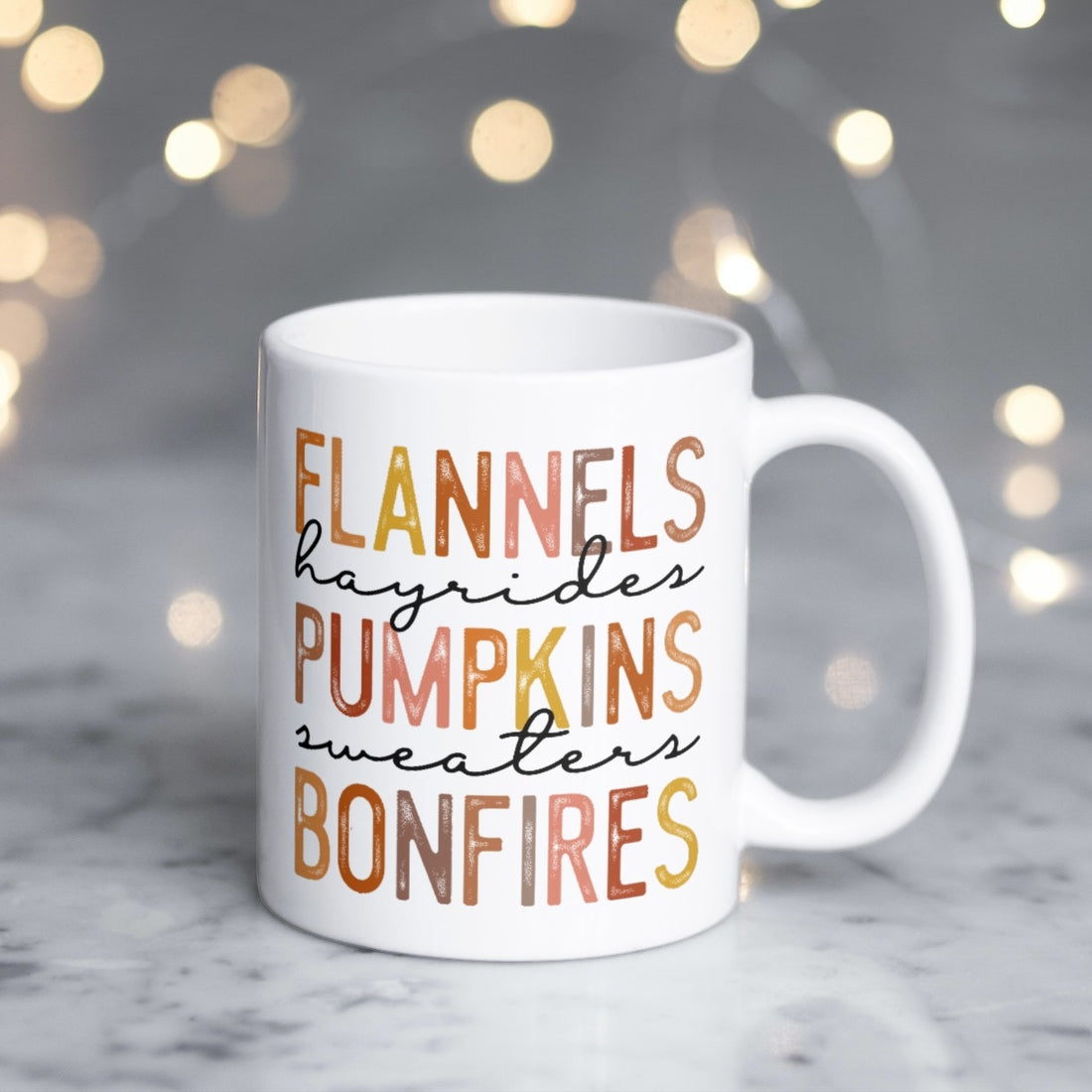 Hayrides Flannels Bonfires Mug