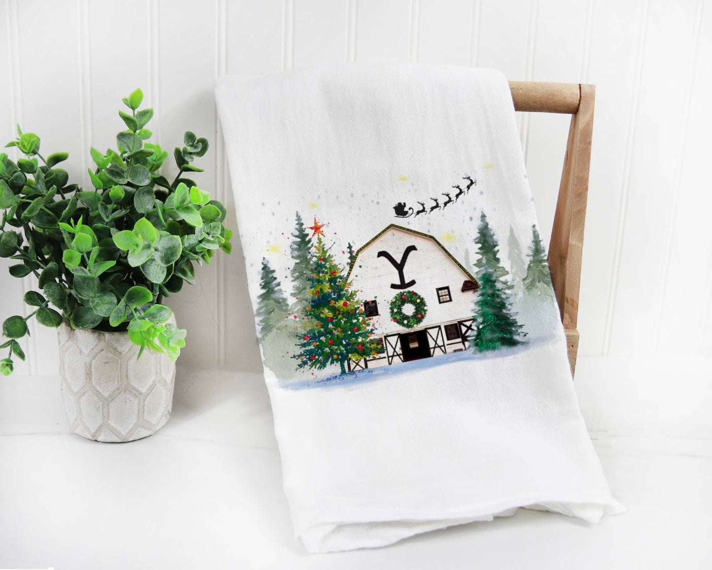 Yellowstone Ranch Christmas Tea Towel