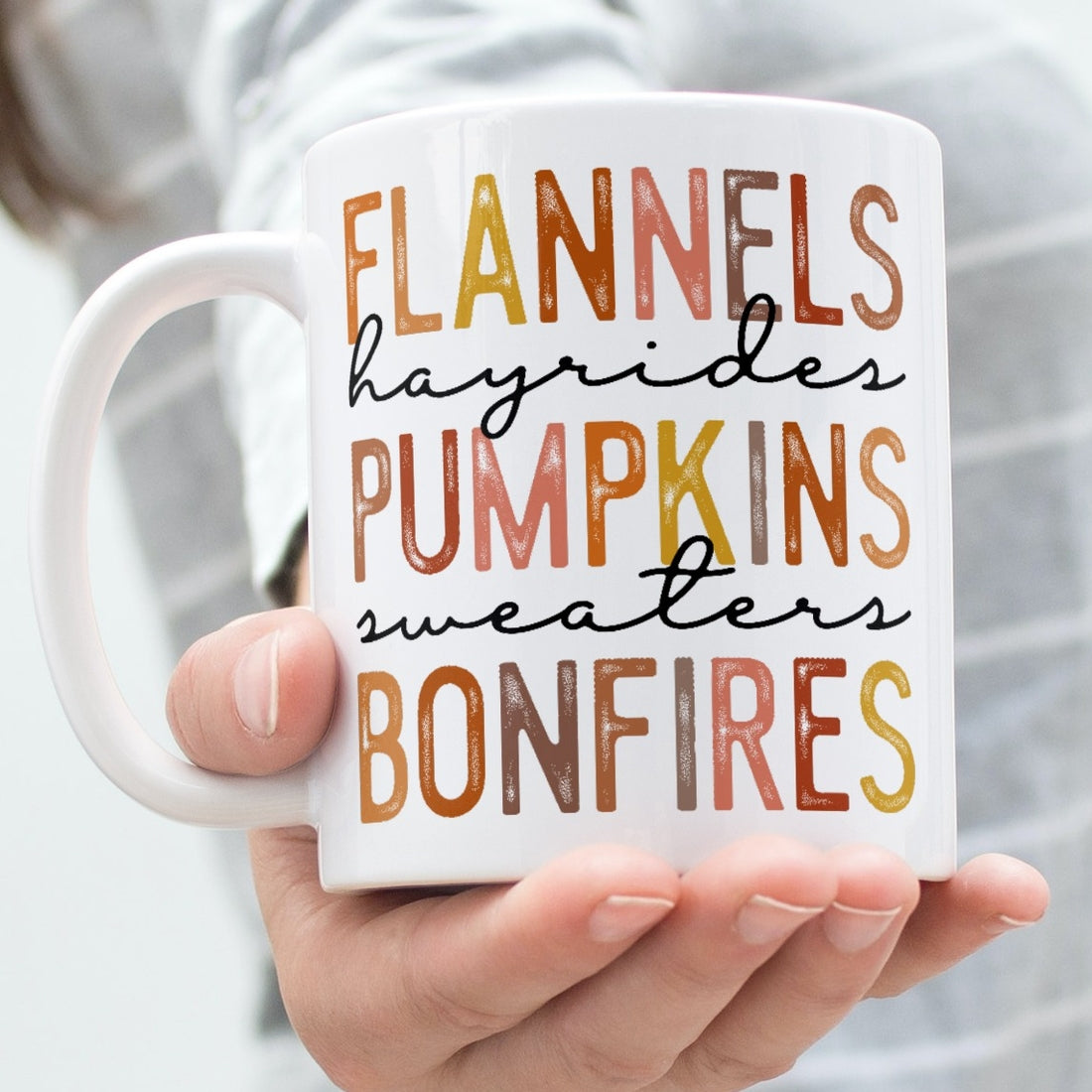 Hayrides Flannels Bonfires Mug