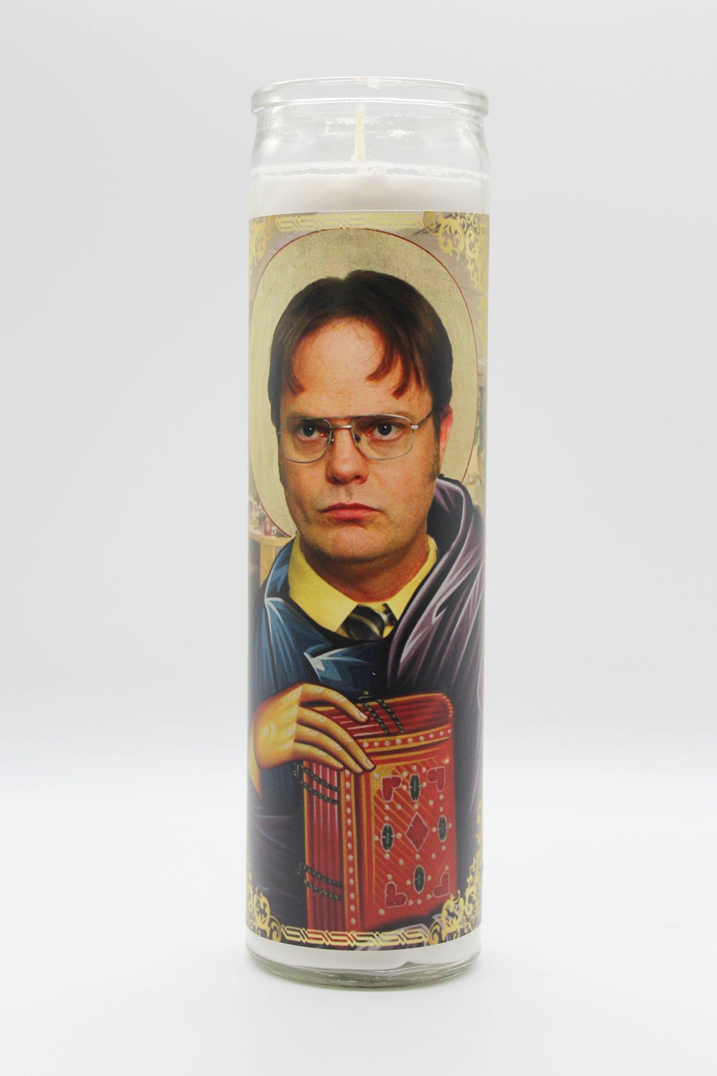 Dwight Schrute Parody Illustration Saint Candle