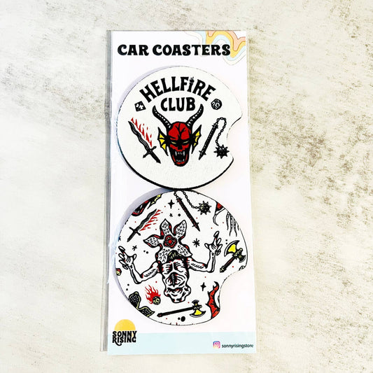 Stranger Things Hellfire Club Design Car Coasters
