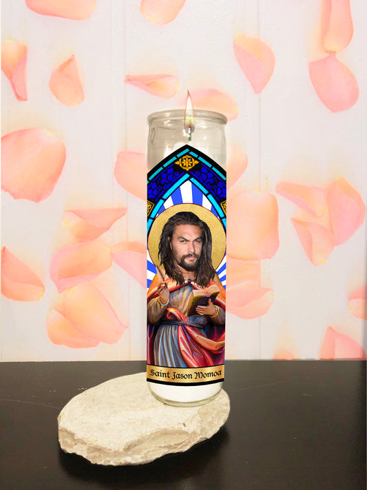 Jason Mamoa Parody Illustration Saint Candle