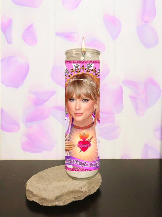 Taylor Swift "Pink" Parody Illustration Saint Candle