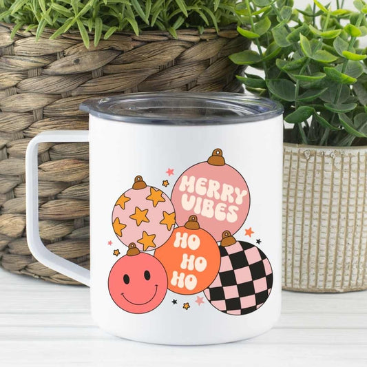 Retro Christmas Ornaments Coffee Travel Mug