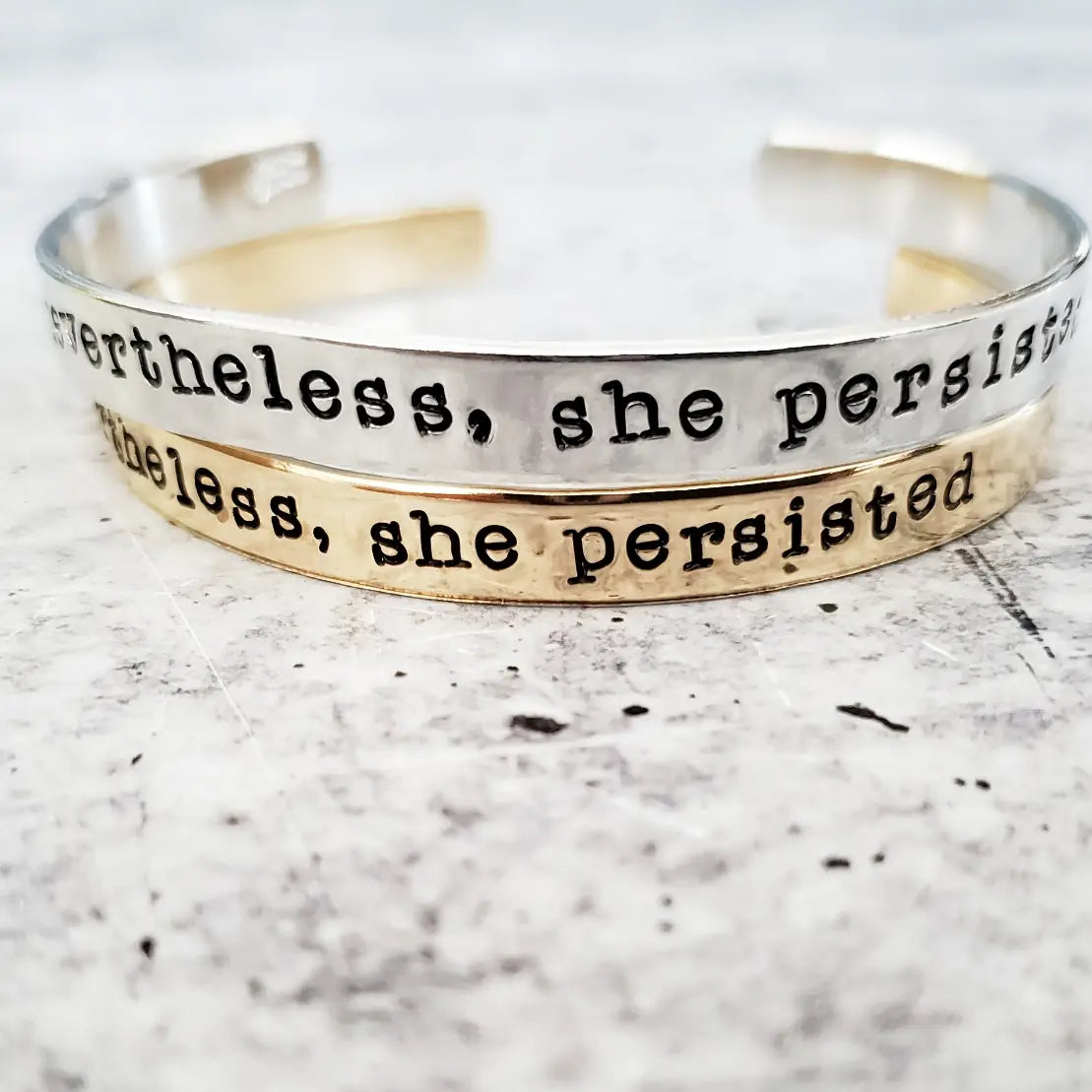 Never The Less, She Persisted Adjustable Stacking Cuff Bracelet