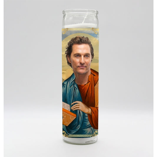 Matt McConaughey Parody Illustration Saints Candle