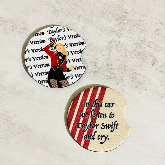 Taylor Red "Rock" Album Inspired Design Car Coasters